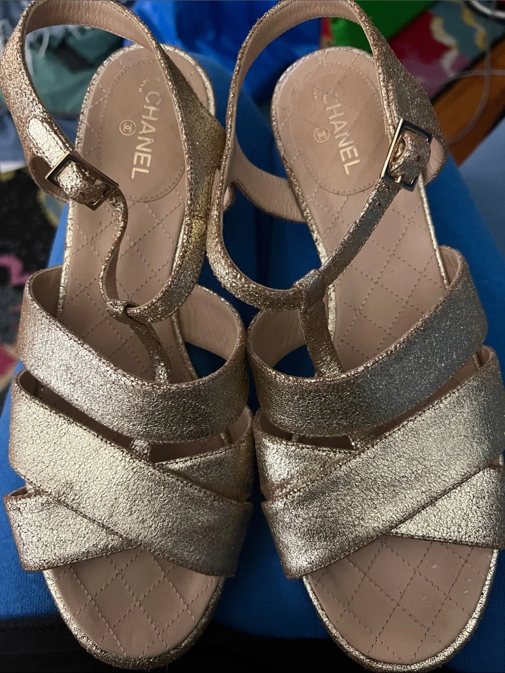 CHANEL Gold Sandal Women’s 39.5